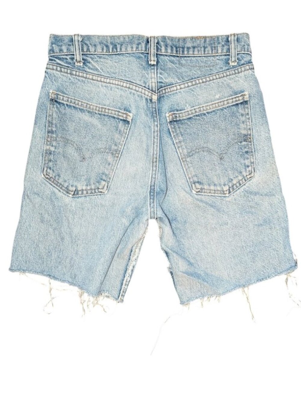 Levi Strauss & Co Vintage Cutoff Medium Wash Long Denim Jean Shorts Frayed Edge - Picture 4 of 9